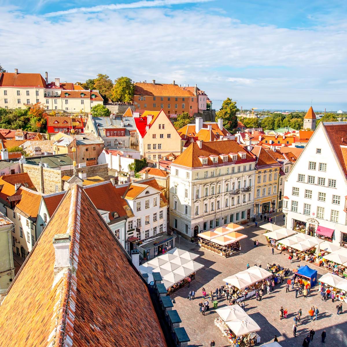Det Centrale Torv I Den Gamle Bydel I Tallinn Estland