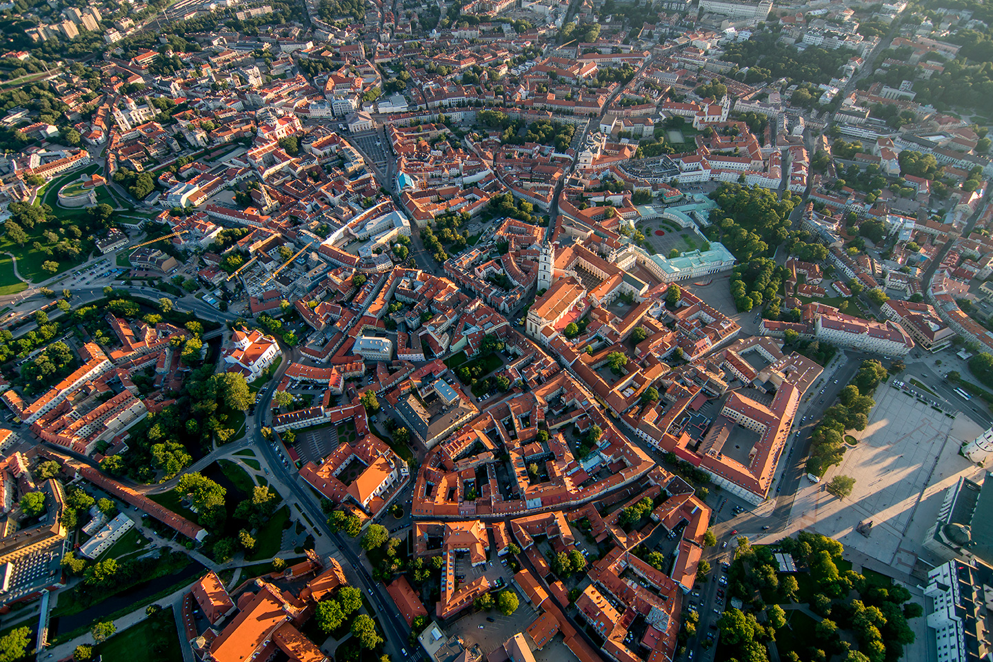 Vilnius Set Oppefra Med De Historiske Gader