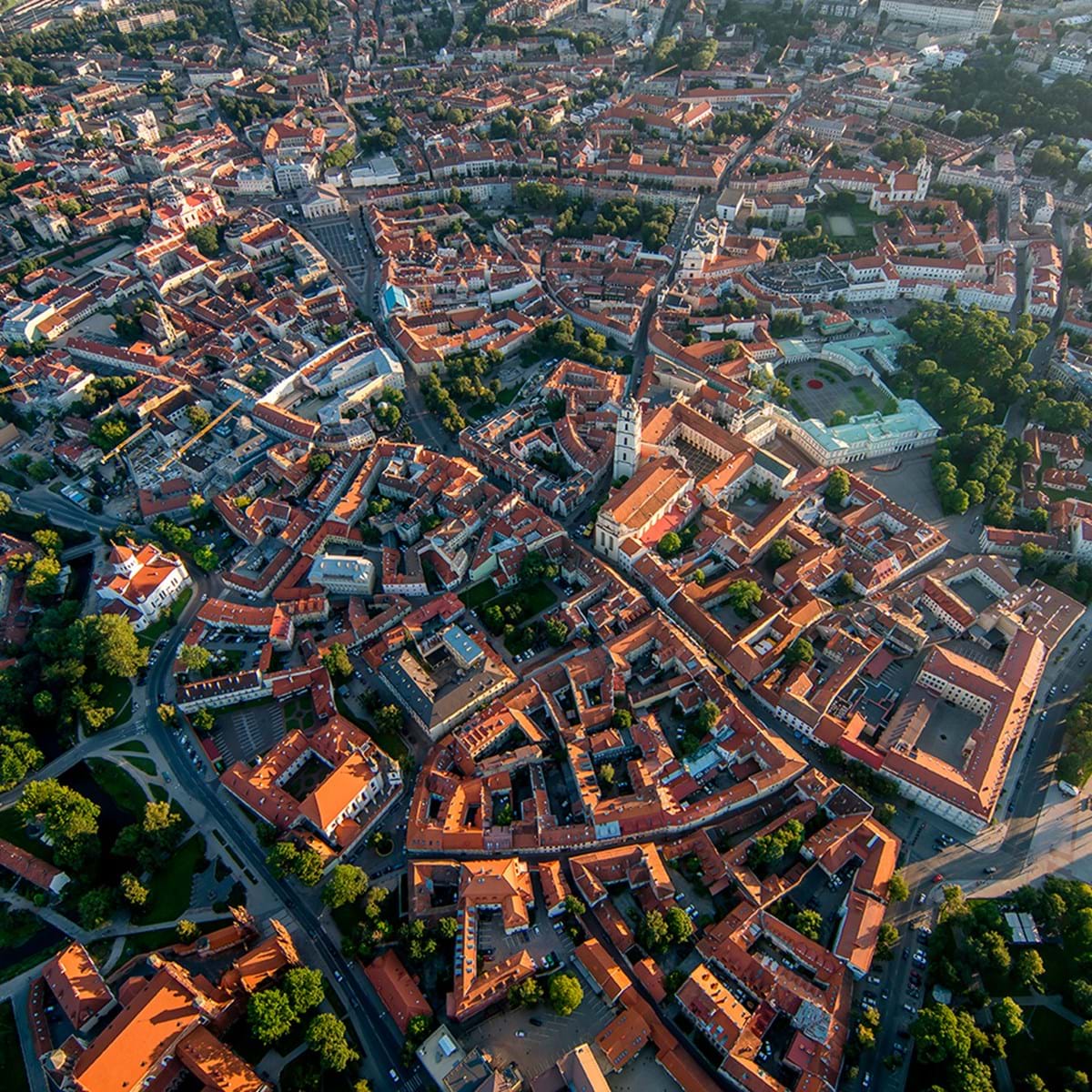 Vilnius Set Oppefra Med De Historiske Gader