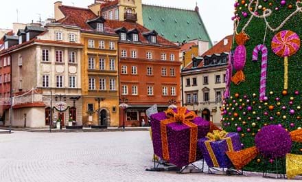 Warszawas Gamle Bydel Er Essensen Af Julehygge. Foto. Maryna Kordiumova