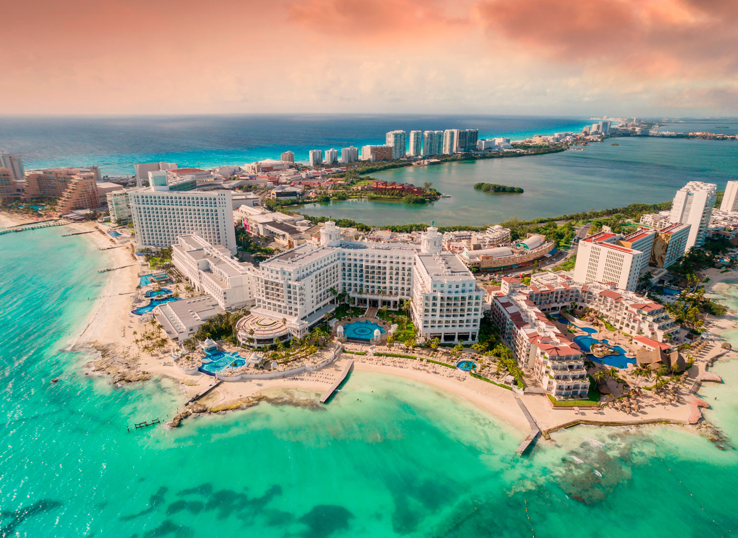 Smukke Hoteller I Riviera Maya Regionen I Cancun Ved Solnedgang